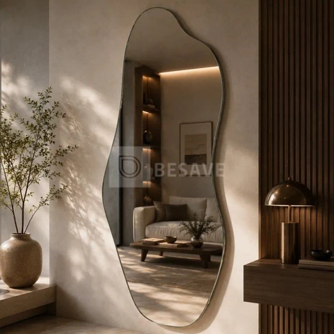 Espelho Mirano Orgânico Madrid 100x40cm Lapidado Design Luxo