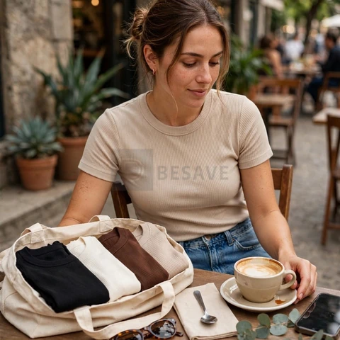 Kit 4 Blusas Feminina Ribana Canelado Básica Casual Estilosa Tendência Verão