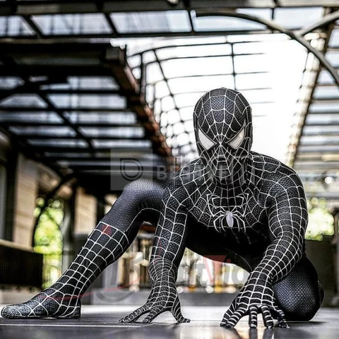 Maguire Spiderman Traje Homem-Aranha Preto/Vermelho Raimi Cosplay Superhero Zentai Terno