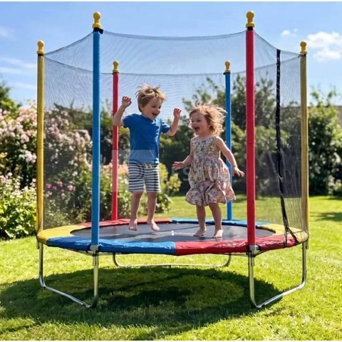 Cama Elástica Infantil Justfun 1,8 m Colorida com Rede de Proteção para 100 kg