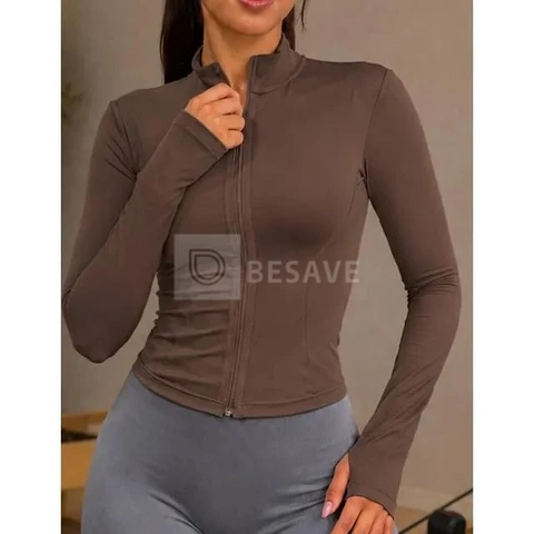 Jaqueta Yoga Fitness Feminina Zíper Manguito Academia