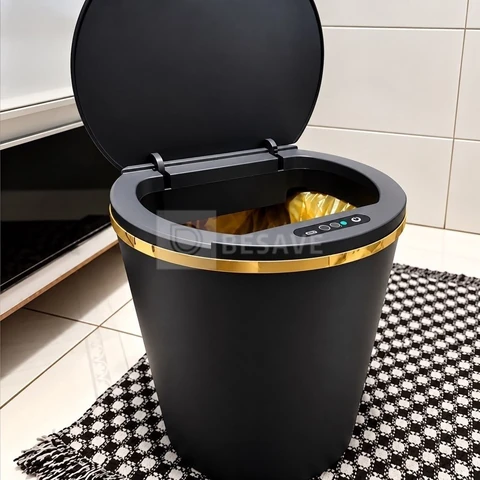 Lixeira Inteligente Automática Redonda Recarregável USB‐C Sensor para Cozinha Banheiro Escritório