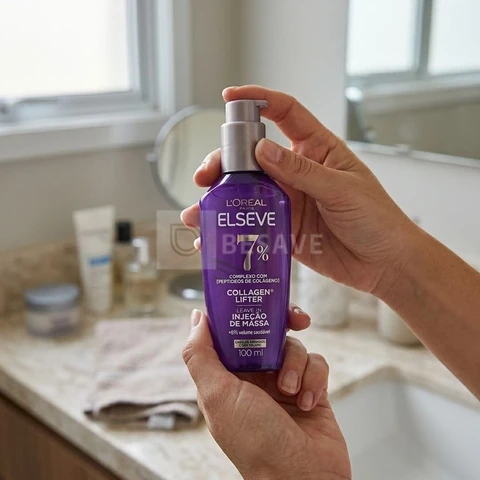 L'oréal Paris Elseve Collagen Lifter Leave-in Sérum Capilar Para Cabelos Finos Injeção de Massa com Peptídeos de Colágeno Aumenta o Volume em 61% e Encorpa os Fios por 72h 100ml