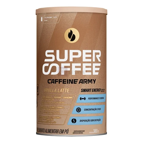 Cafeína Caffeine Army Supercoffee Economic Size Em Pó Sabor Baunilha X 380g