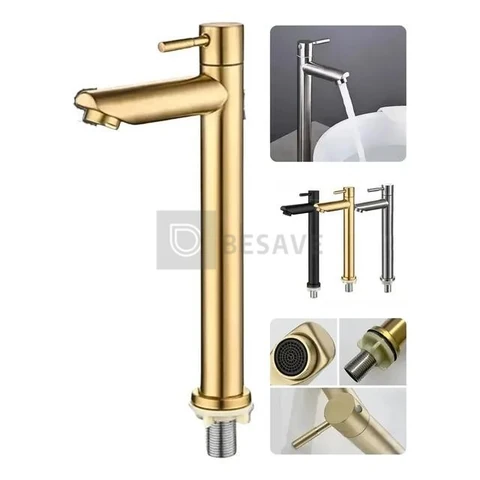 Torneira para Banheiro Dami DM1130 de Bancada, com Acabamento Fosco Dourado