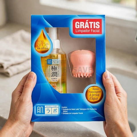 Oléo de Limpeza demaquilante Hada Labo® Cleansing Oil + Esponja de massagem facial