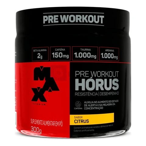 Pré Treino 300g Hórus Max Titanium Citrus Energia e Foco