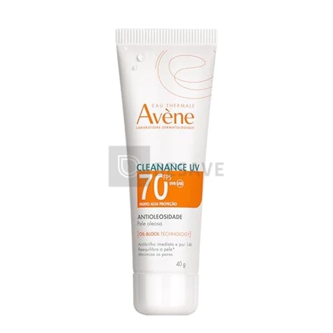 Avène Cleanance UV Protetor Solar Facial Antioleosidade FPS70 com Tecnologia Oil-Block que Controla Brilho por 14h, Minimiza Poros e Tem Absorção Imediata, 40g