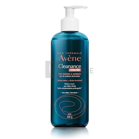 Gel de Limpeza Facial Avène Cleanance Intense, 400g, para Pele Oleosa, com Ácido Lático e Succínico, Reduz Acne e Poros