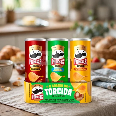 Salgadinho Batata Frita Pringles Tripack Especial Festa do Futebol