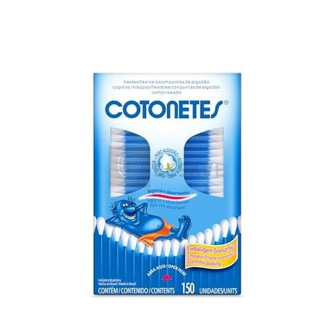 Cotonetes de Algodão com Hastes Flexíveis, Retangular, 150 Unidades