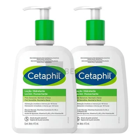 Emulsão Cetaphil Kit Cetaphil Loção Hidratante Corporal e Facial en dispensador 473mL neutra - kit x 2 unidades