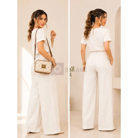 Conjunto feminino Linho Premium calça pantalona e Blusa | conjunto de 2 pcs envio imediato