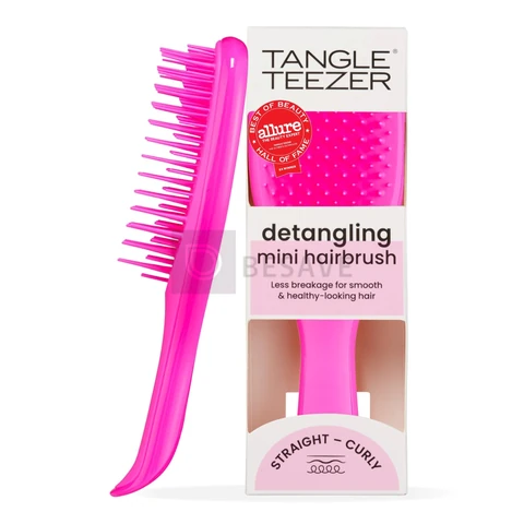 Escova de cabelo desembaraçadora The Mini Ultimate Detangler para todos os tipos de cabelo, ideal para o uso em fios úmidos. Cor: Rosa