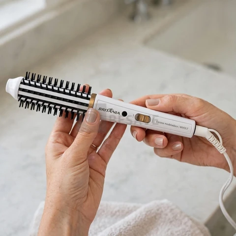 Britânia Escova Modeladora BEC04 2 em 1 Bivolt Plástico e Metal