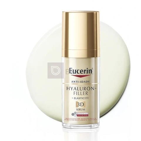 EUCERIN 3D Sérum Facial Anti-idade Firmador 30ml, Elasticity, Pele Madura, Hyaluron-Filler, Ácido Hialurônico, Antirrugas