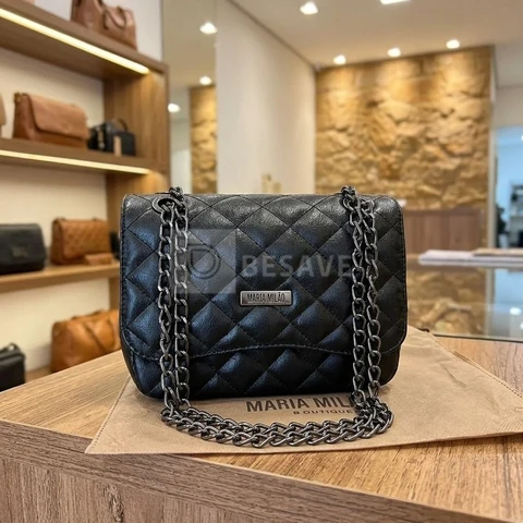 Bolsa Feminina Pequena Média Ombro Corrente Transversal Tiracolo Casual Couro PU Alça Lateral De Lado Fashion Sofisticada Tendência Blogueira Moderna Moda Elegante Matelassê Bordada Festa Cor Preta