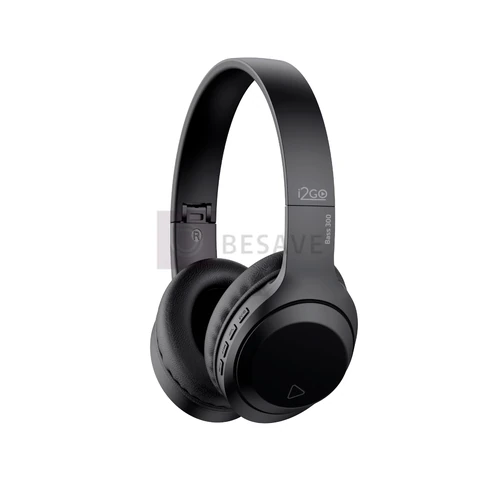 I2GO, Headphone Bass 300, Bluetooth, Microfone Integrado, Controle Multimídia, Até 10h de bateria, Tecnologia Dual Connect, Entrada cabo auxiliar P2 (incluso), Dobrável, Preto