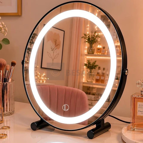 Espelho Lopazzi de Mesa para Maquiagem com LED 3 Tons Touch Penteadeira Decorativo