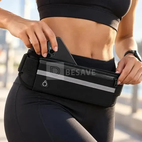 Pochete Corrida Slim Impermeável Porta Celular Para Treino Academia Caminhada Fitness Running Ajustável Estocasa Preta Doleira Viagem