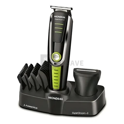 Cortador De Cabelo Mondial Super Groom 6 Bg-04 Melhor Categ Preto/verde