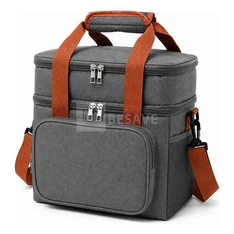 Bolsa Térmica Lancheira Marmita 13,5L 2 Compartimentos Frasqueira Dupla Camada Alça de Ombro Fitness Trabalho