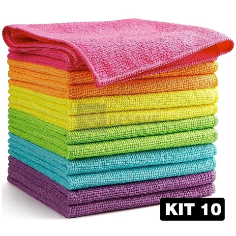 Kit 10 Panos De Limpeza Microfibra alta absorção Multiuso