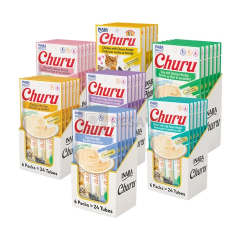 Kit 6 Churu Petisco Para Gatos 336 g - 6 Embalagens De 54 g Cada - Sabores Variados