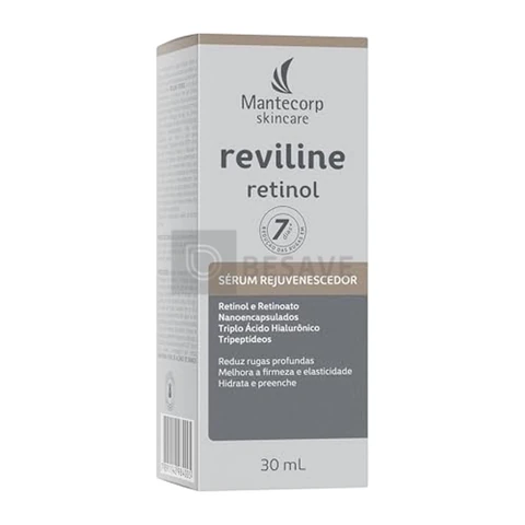 Mantecorp - Sérum Rejuvenescedor Reviline Retinol - Retinol e Retinoato Nanoencapsulados e Triplo Ácido Hialurônico - Renovação e Firmeza da Pele - 30ml