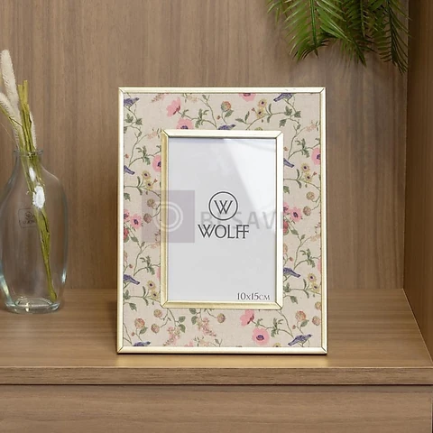 Porta Retrato Blossom Garden 10x15cm Metal Dourado Wolff para Foto Decoração Mesa Aparador Quarto Sala Presente Elegante