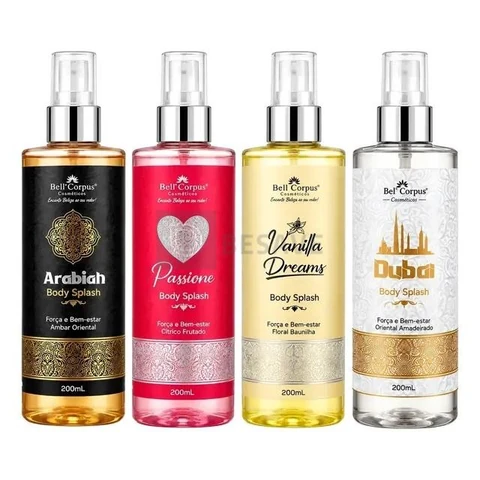 Kit C/4 Body Splash Árabe 200ml Perfume Feminino Importado Marcante Elegante Moderno Fragrância Intensa e Suave