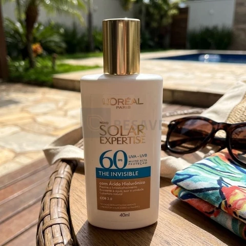 Protetor Solar Facial FPS 60, Textura Aquosa Ultraleve, Proteção Avançada Anti-Idade, Cor 2.0, Expertise The Invisible L’Oréal Paris Solar 40g