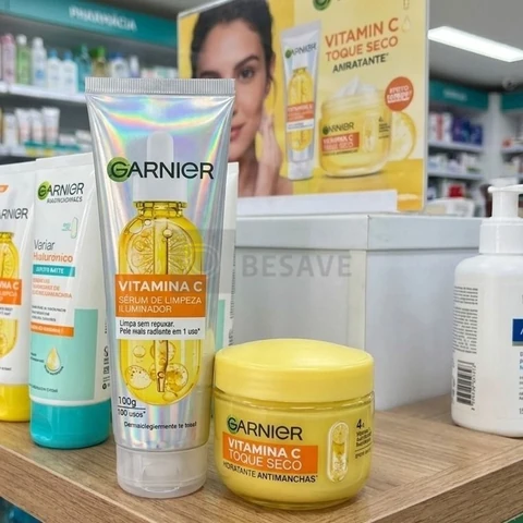 Garnier Kit Vitamina C, Sérum de Limpeza Iluminador, Serumnete 100g + Hidratante Facial Toque Seco Antimanchas 85g