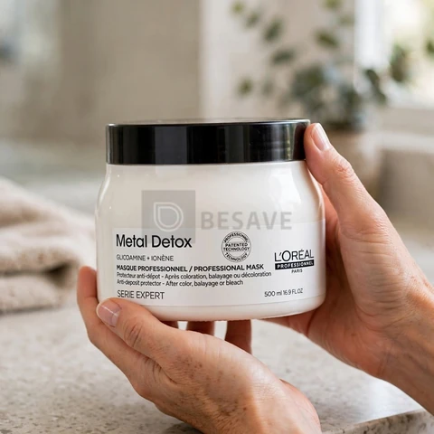 L'Oréal Professionnel Máscara de Tratamento Metal Detox, para maciez, brilho & sedosidade, maior durabilidade da cor, para cabelos coloridos e danificados, 500ml