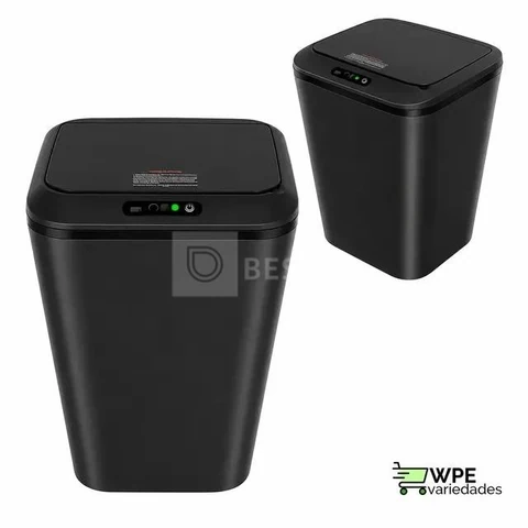 Lixeira Quadrada Preta 16L Inteligente Automática com Sensor para Banheiro e Cozinha