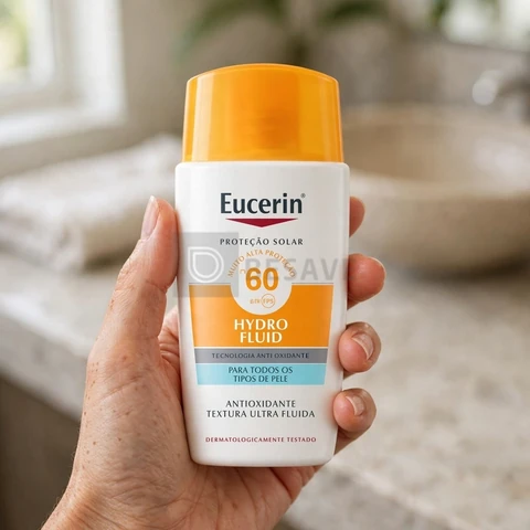 EUCERIN Protetor Solar Facial Ultra Fluido FPS 60 50ml, Hydro Fluid, Antioleosidade, Antioxidante, Rosto, Proteção UVA, UVB e Luz Visível