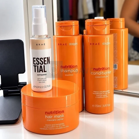 Kit Braé Stages Nutrition Shampoo,cond,másc + Essential 60ml