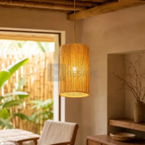 Lustre Pendente Para Teto Luminária Rustica Redonda 15x25