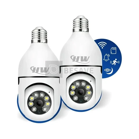 Kit C/ 2 Câmeras Lâmpada Ip Wi-fi 360° | Visão Colorida | Áudio | Sensor De Movimento | E27 App Yoosee- Hw