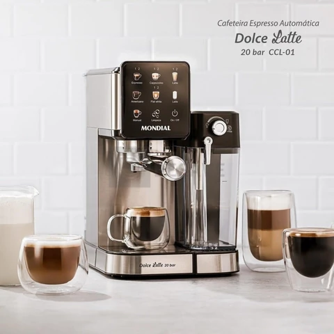 MONDIAL, Cafeteira Espresso Automática Dolce Latte 20 bar, Preto/Inox 1250W, 110V - CCL-01