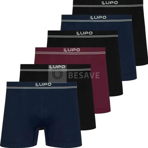 Kit 6 Cuecas Boxer Lupo Sem Costura Box Microfibra Original