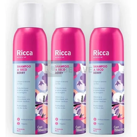 Kit 3 Shampoo A Seco Berries Shakeberry Ricca 150ml