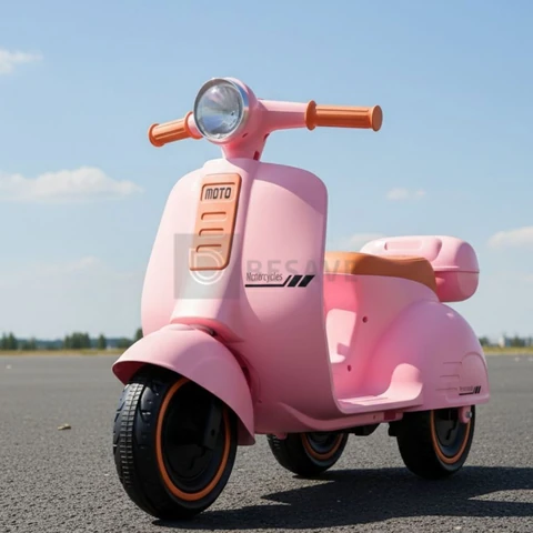 Mini Moto Elétrica Infantil 6V Scooter Retrô com Luz e Som Brinq Kids