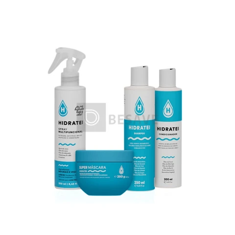 Kit Hidratação Essencial Hidratei Shampoo + Condicionador + Máscara Cabelos Radiantes Brilhosos