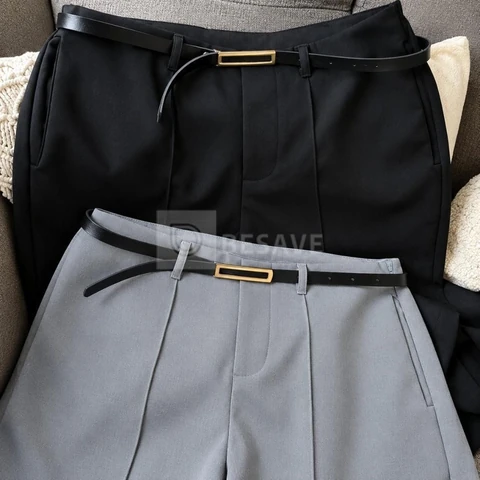 Kit 2 Calça Pantalona Feminina Alfaiataria Elegante C/ Cinto