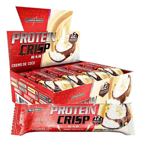 Caixa de 12 Barras de Proteína Whey Crisp Bar Creme de Coco Integralmedica