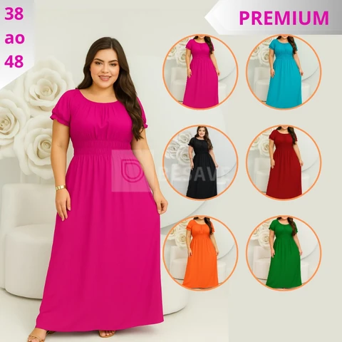 Vestido Longo Feminino Plus Size Moda Evangélica Manga Curta