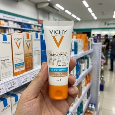 Protetor Solar Facial com Cor Efeito Matte 12h Toque Seco Alta Proteção FPS 50 Cor 2.0 Capital Soleil Vichy 30g