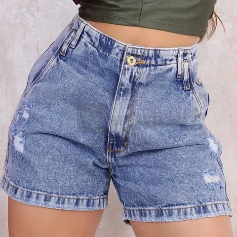 Short Mon 100% Boyfriend Meia Coxa Cintura Alta Feminina