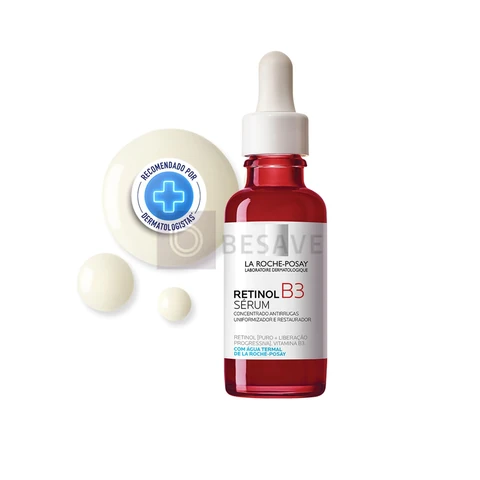 La Roche-Posay Retinol B3, Sérum Facial Antirrugas com Vitamina B3, Água Termal e Retinol Puro, Efeito Uniformizador e Restaurador para Todos os Tipos de Pele